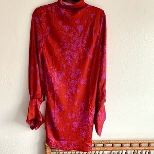 Free People Large Red and Pink Dress *NWT